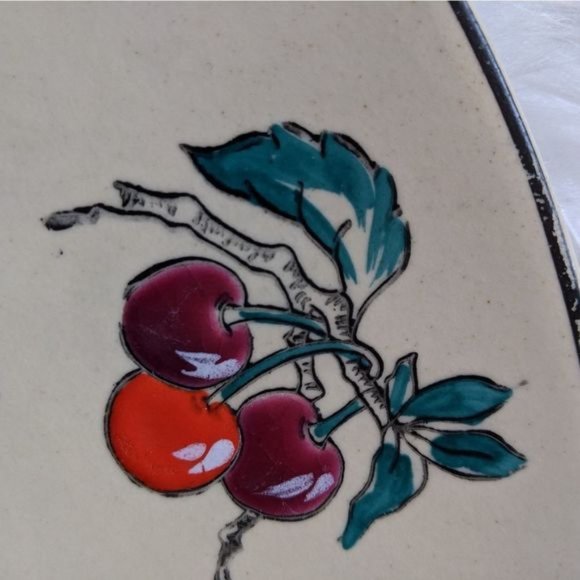 Antique 1930s Longwy handpainted cherry platter - Picture 6 of 13